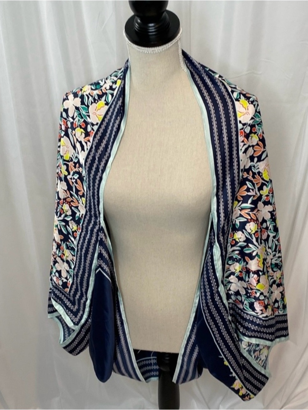 a new day Navy Floral Open-Front Kimono